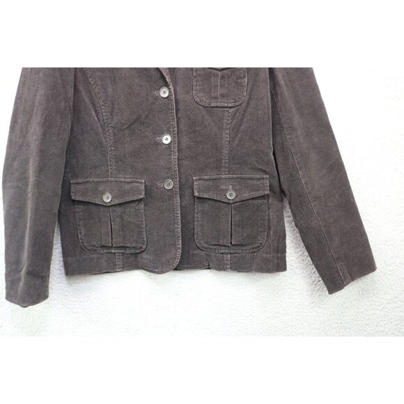 Land's End Women's Brown Corduroy Blazer-Pockets-Size 8-Three Buttons-Business - Picture 3 of 13
